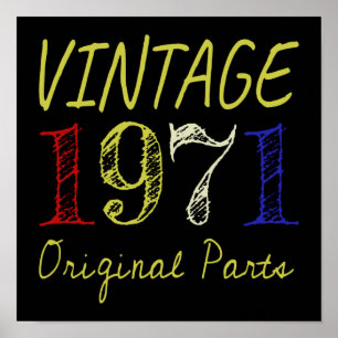 Affiche 50e anniversaire Cadeau Vintage Retro 1971