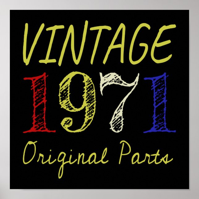 Affiche 50e anniversaire Cadeau Vintage Retro 1971 (Devant)
