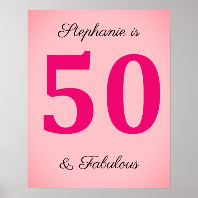 Affiche 50e Anniversaire Cinquante Et Fabuleux Nom Pink Cl (Devant)