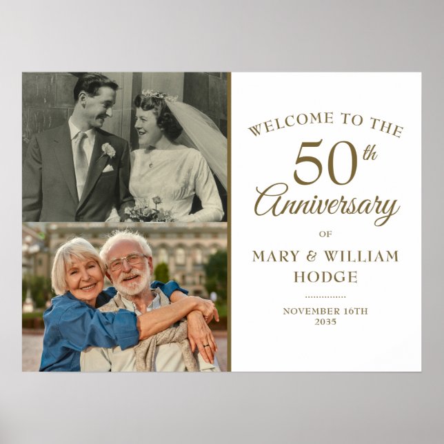 Affiche 50e anniversaire de mariage 2 Photo Panneau de bie (Devant)