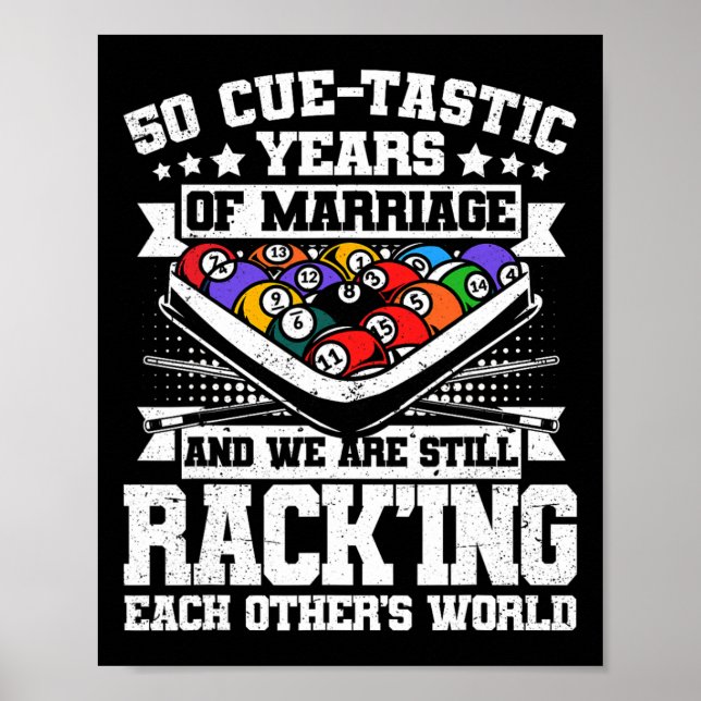 Affiche 50e anniversaire de Mariage billard de piscine 50  (Devant)