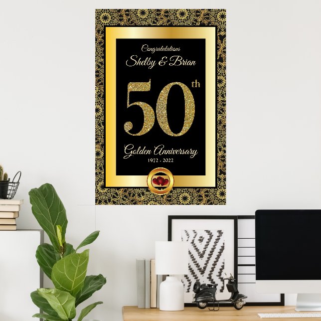 Affiche 50e anniversaire d'or Symbole de bienvenue (Bureau à domicile)