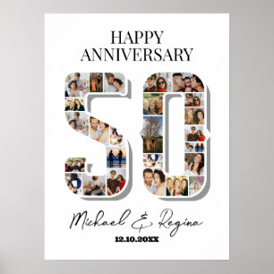 Affiche 50e anniversaire du Mariage Numéro 50 Collage phot