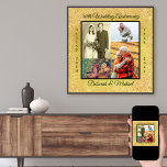 Affiche 50e anniversaire du Mariage Photo Collage Gold<br><div class="desc">Créez votre propre collage photo pour un cadeau unique 50e anniversaire de Mariage. Ce design élégant et moderne présente une palette de couleurs dorées et noires avec un effet parties scintillant et texture. Le modèle photo est mis en place pour vous permettre d'ajouter 4 de vos photos préférées des dernières...</div>