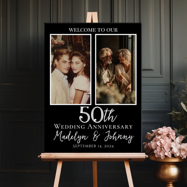 Affiche 50e anniversaire mariage photo collage bienvenue (Créateur téléchargé)