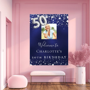 Affiche 50e anniversaire marine bleu argent étoiles photo 