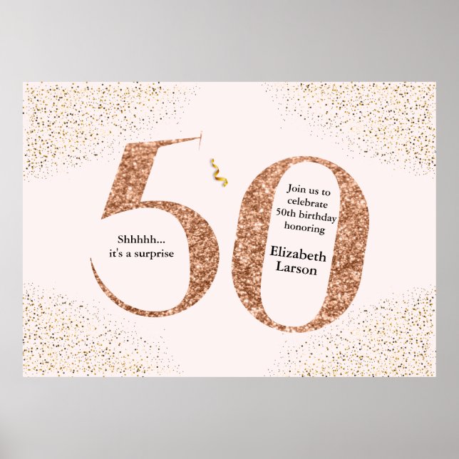 Affiche 50e anniversaire Moderne minimaliste Parties scint (Devant)