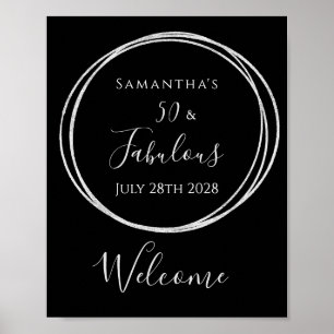 Affiche 50e anniversaire Noir Argent Anniversaire Symbole