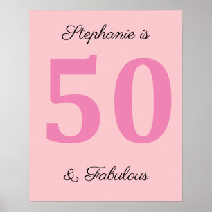 Affiche 50e Anniversaire Nom Rose Cinquante Et Fabuleux Él