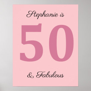 Affiche 50e Anniversaire Nom Rose Cinquante Et Fabulous Cl