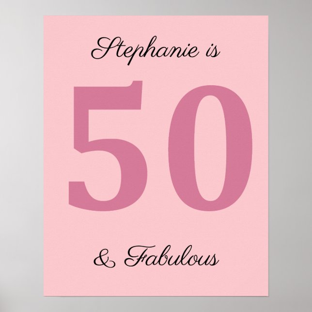 Affiche 50e Anniversaire Nom Rose Cinquante Et Fabulous Cl (Devant)