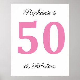 Affiche 50e Anniversaire Personnalisé Nom Rose Cinquante E
