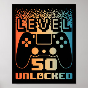 Affiche 50e Anniversaire Pour Homme Niveau 50 Jeu Déverrou