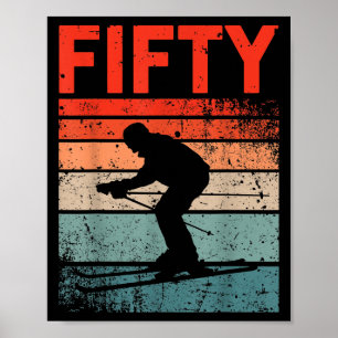 Affiche 50e Anniversaire Ski Rétro Ski 50 ans Hommes