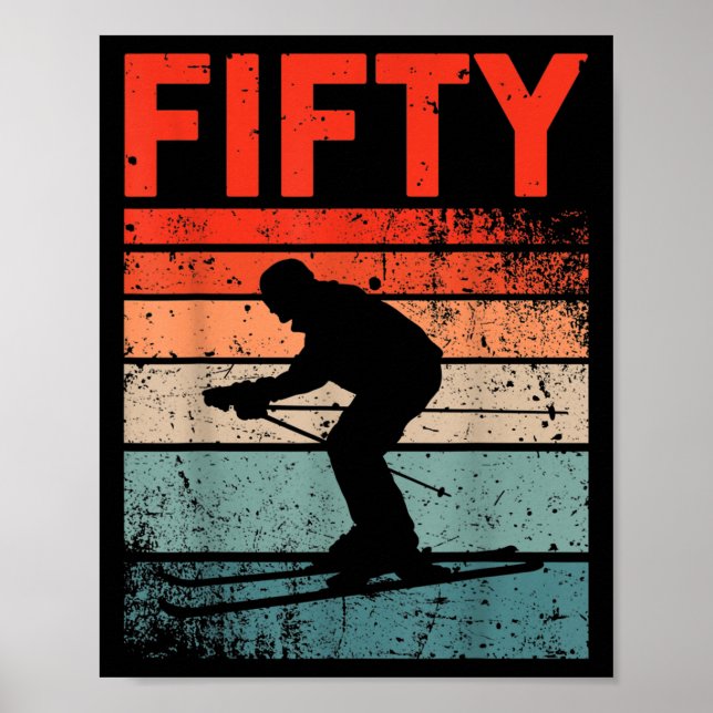 Affiche 50e Anniversaire Ski Rétro Ski 50 ans Hommes (Devant)