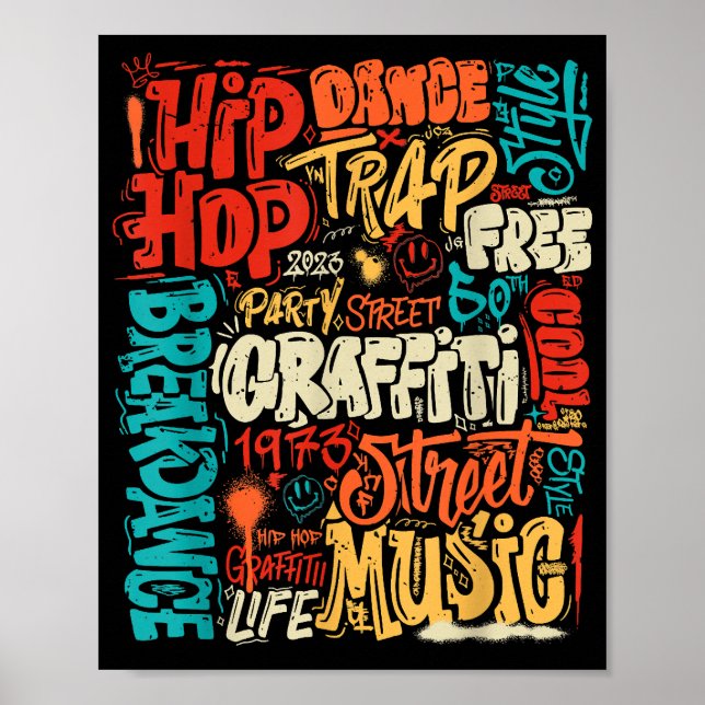 Affiche 50e Cassette De Graffiti Musique Et Hip hop Vintag (Devant)