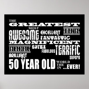 Affiche 50e fête d'anniversaire Plus grand Cinquante ans