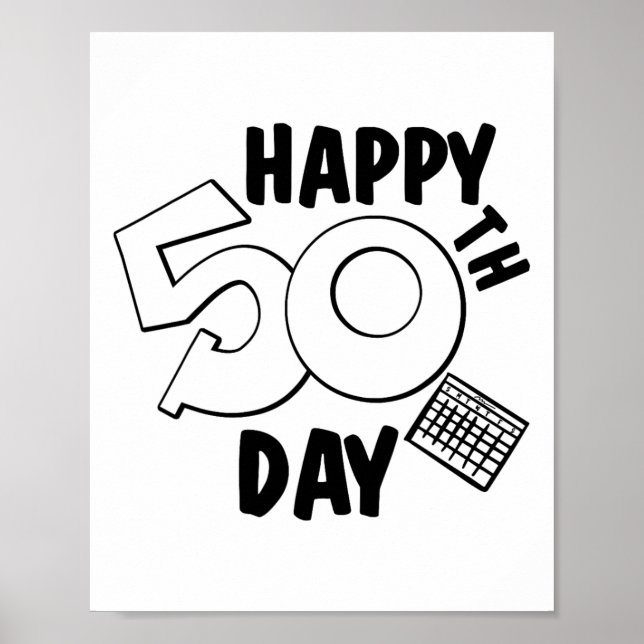 Affiche 50e jour d'école pour enseignant ou élève enfant  (Devant)