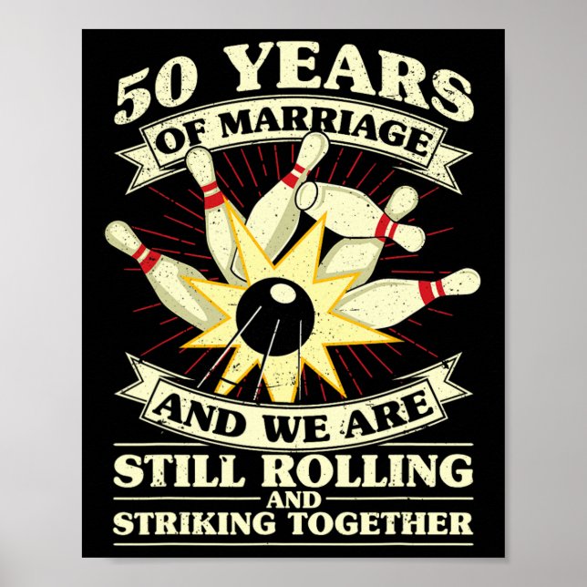 Affiche 50e Mariage Anniversaire Bowling marié épouse Husb (Devant)