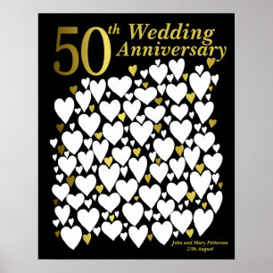 Affiche 50th Anniversary Party Guest Book - Wedding Gift