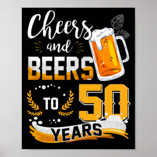 Affiche 50th Birthday Party Cheers And Beers To 50 Years