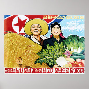 Affiche 50th DPRK Anniversary Bumper Harvest! North Korea