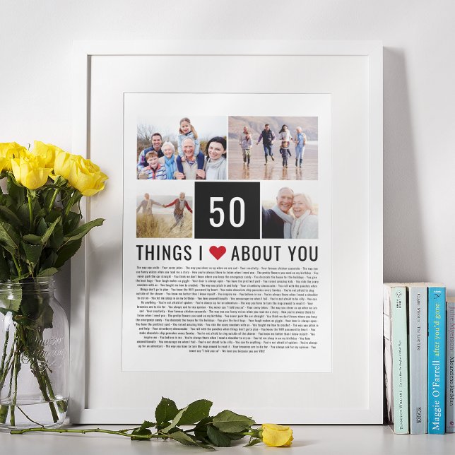Affiche 50th Wedding Anniversary Things I Love List Photo (Créateur téléchargé)