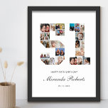 Affiche 51e anniversaire Numéro 51 Photo personnalisée Col<br><div class="desc">Célébrez le 51e anniversaire avec cette affiche de collage photo personnalisée numéro 51. Ce cadeau personnalisable est également parfait pour un anniversaire mariage. C'est une excellente façon de présenter des souvenirs précieux de votre vie de mariage et de marié. L'affiche comporte un collage de photos qui capturent ces moments spéciaux,...</div>
