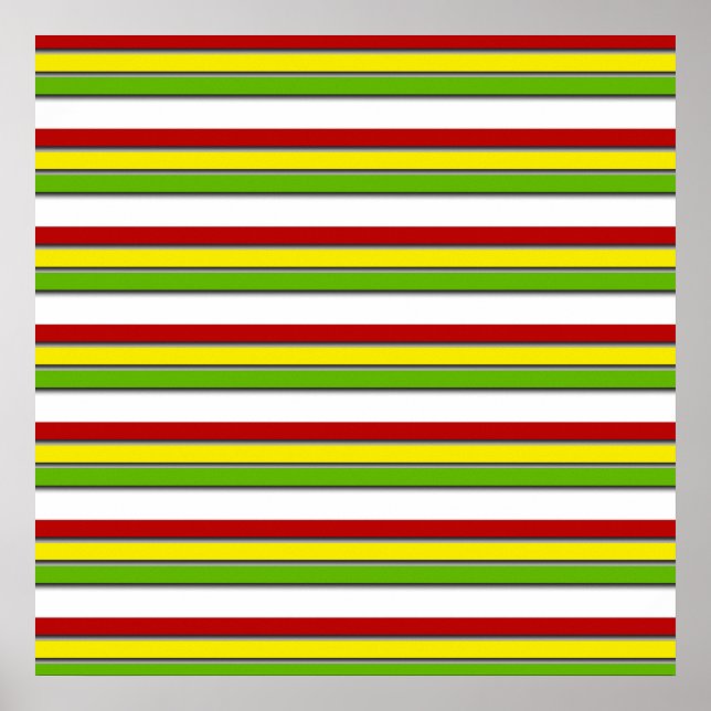 Affiche 52x52 ou plus petite, rayures rasta, horiz (Devant)