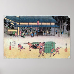 Affiche 53. Kusatsu-juku, Hiroshige, Ukiyo-e