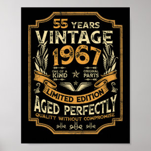 Affiche 55 ans Vintage 1967 55e anniversaire