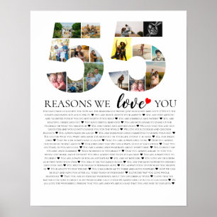Affiche 55 raisons pour lesquelles nous vous aimons, colla