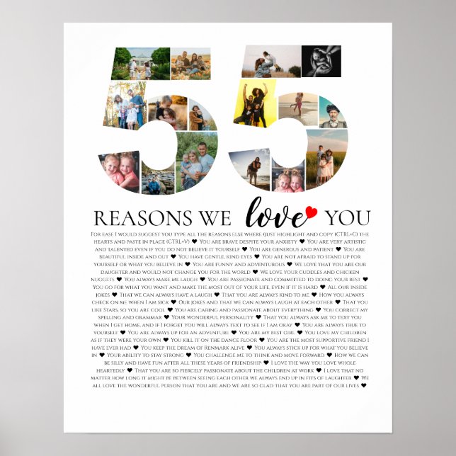 Affiche 55 raisons pour lesquelles nous vous aimons, colla (Devant)