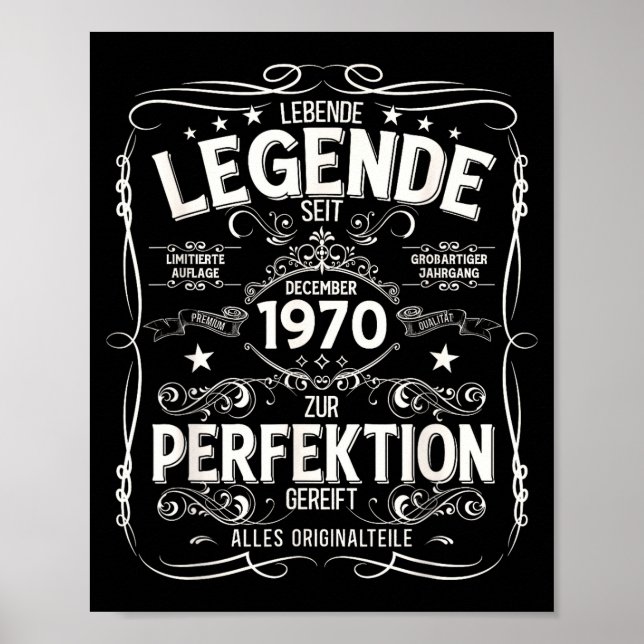 Affiche 55th Birthday Gift Men Women Legend December 1970  (Devant)