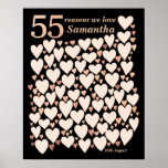 Affiche 55th Birthday Reasons We Love You Guest Book<br><div class="desc">A wonderful 55th birthday gift poster. This fabulous '55 reasons we love you' design contains 55 hearts for you to fill with 55 short messages of love. Perfect for a special 55th birthday gift from the family - it makes a wonderful gift for daughters, sisters and best friends in particular....</div>