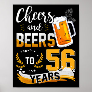 Affiche 56th Birthday Party Cheers And Beers To 56 Years