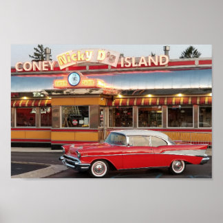 Affiche '57 Chevy avec une île Coney des années 50
