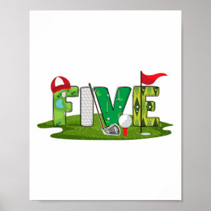 Affiche 5 Anniversaire Golf Thème 5 ans Enfants Sport Part
