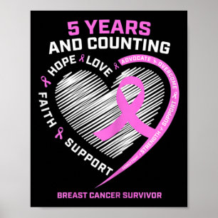 Affiche 5 ans Cancer du sein Survivant 5 ans Cancer Sans c