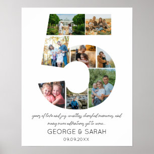 Affiche 5 ans Ensemble Photo Collage Anniversaire Mariage