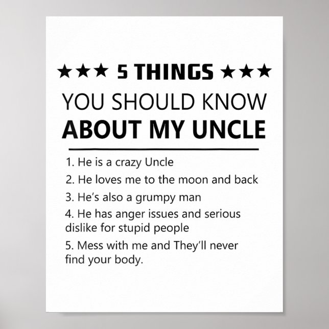 Affiche 5 Choses Que Tu Devrais Savoir Sur Mon Oncle-Fami  (Devant)
