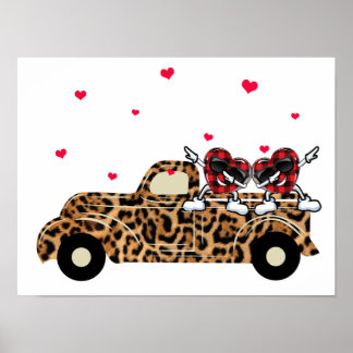 Affiche 5 cœurs à carreaux de buffle sur la Saint-Valentin