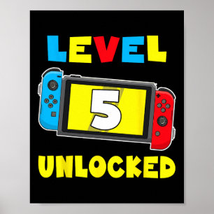 Affiche 5 Déverrouillé 5e Anniversaire Chemise Jeu Vidéo 5