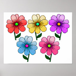 Affiche 5 Fleurs de couleur