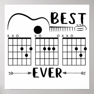 Affiche 5 Guitariste Meilleur Papa à la Guitare Papa Accor