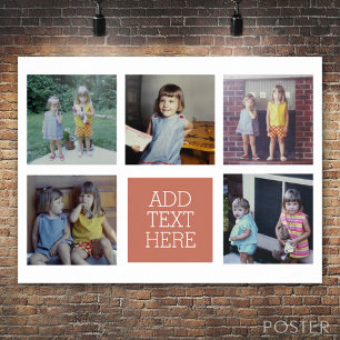 Affiche 5 Photo Collage - bloc de texte simple - coucher d