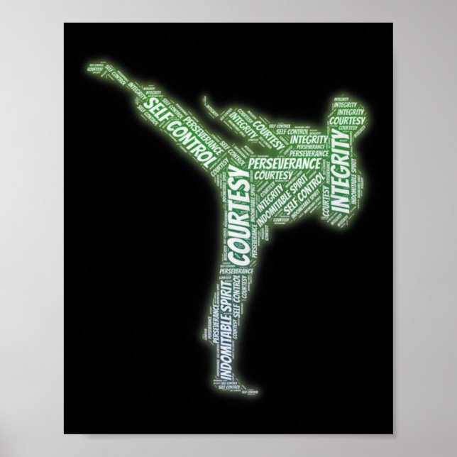 Affiche 5 principes du ceinture noire de Taekwondo Premium (Devant)