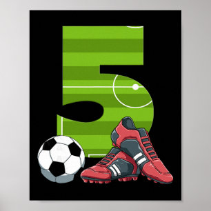 Affiche 5 Soccer d'anniversaire Football de premier annive