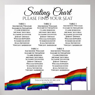 Affiche 5 Table Drapeaux de la Fierté Gay Mariage Plan de 