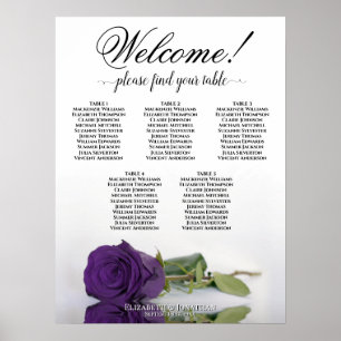 Affiche 5 Table Mariage Rose Violet Royal Plan de Table